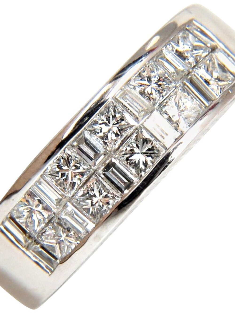 PLATINUM 2.00CT NATURAL DIAMONDS BAND G/VS BAGUETTE PRINCESS CHANNEL BRILLIANT*